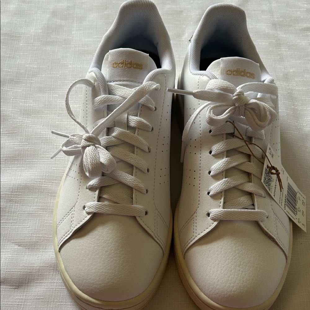 Adidas Women's White and Gold Sneakers